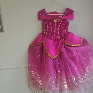Disney Fuchsia & Gold Princess Aurora Sleeping Beauty Gown, girl's size 9.